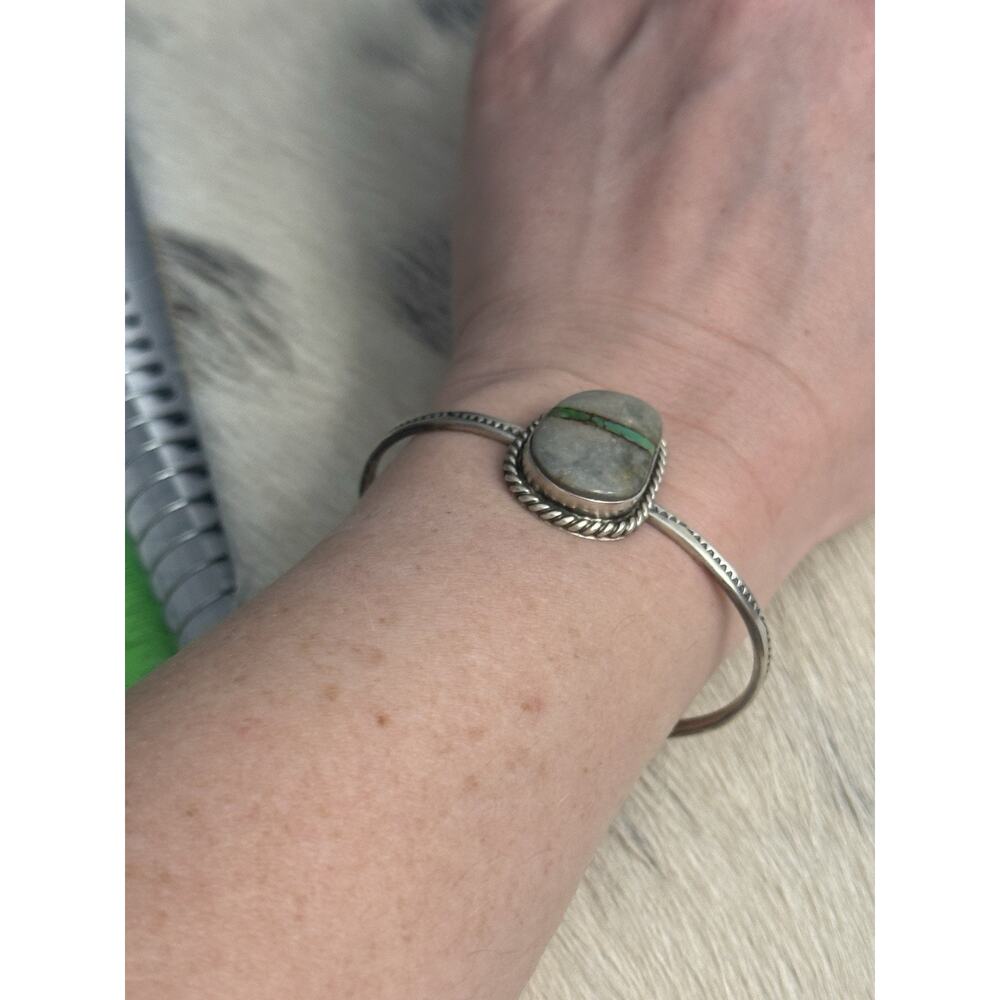 Sterling Silver Royston Ribbon Turquoise Native Donovan Skeet Cuff Bracelet 925 - Picture 4 of 15